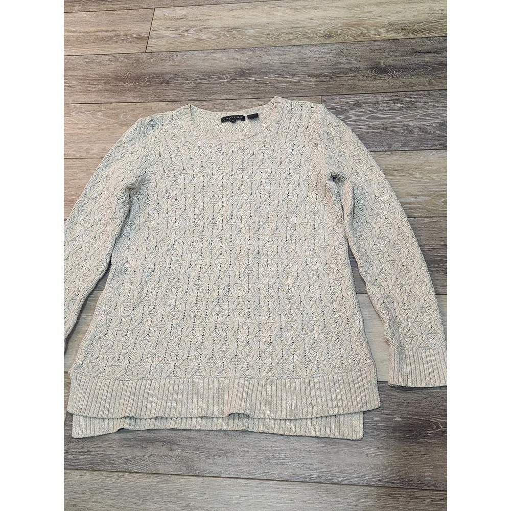 JEANNE PIERRE Textured Cream Sweater Size Small 100% cotton